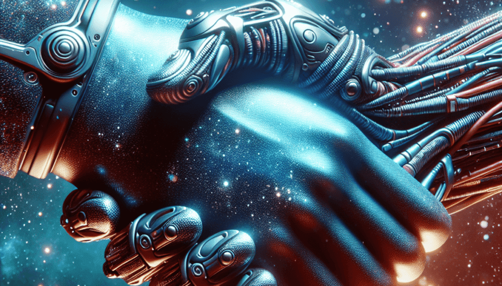 article-68d18d7ec09568d879cc024c-wordpress Ultra-high-resolution photograph of a handshake closeup in the style of futuristic fantasy, DSLR shot with true-to-life colors, photorealistic style.