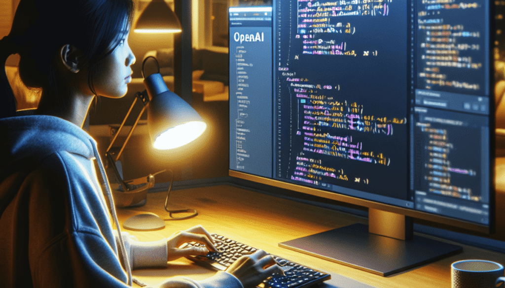 article-68d18d7ec09568d879cc024a-wordpress Ultra‑high‑resolution DSLR shot of someone coding or writing content, screen showing OpenAI API docs, various model names visible, modern workspace, photorealistic style